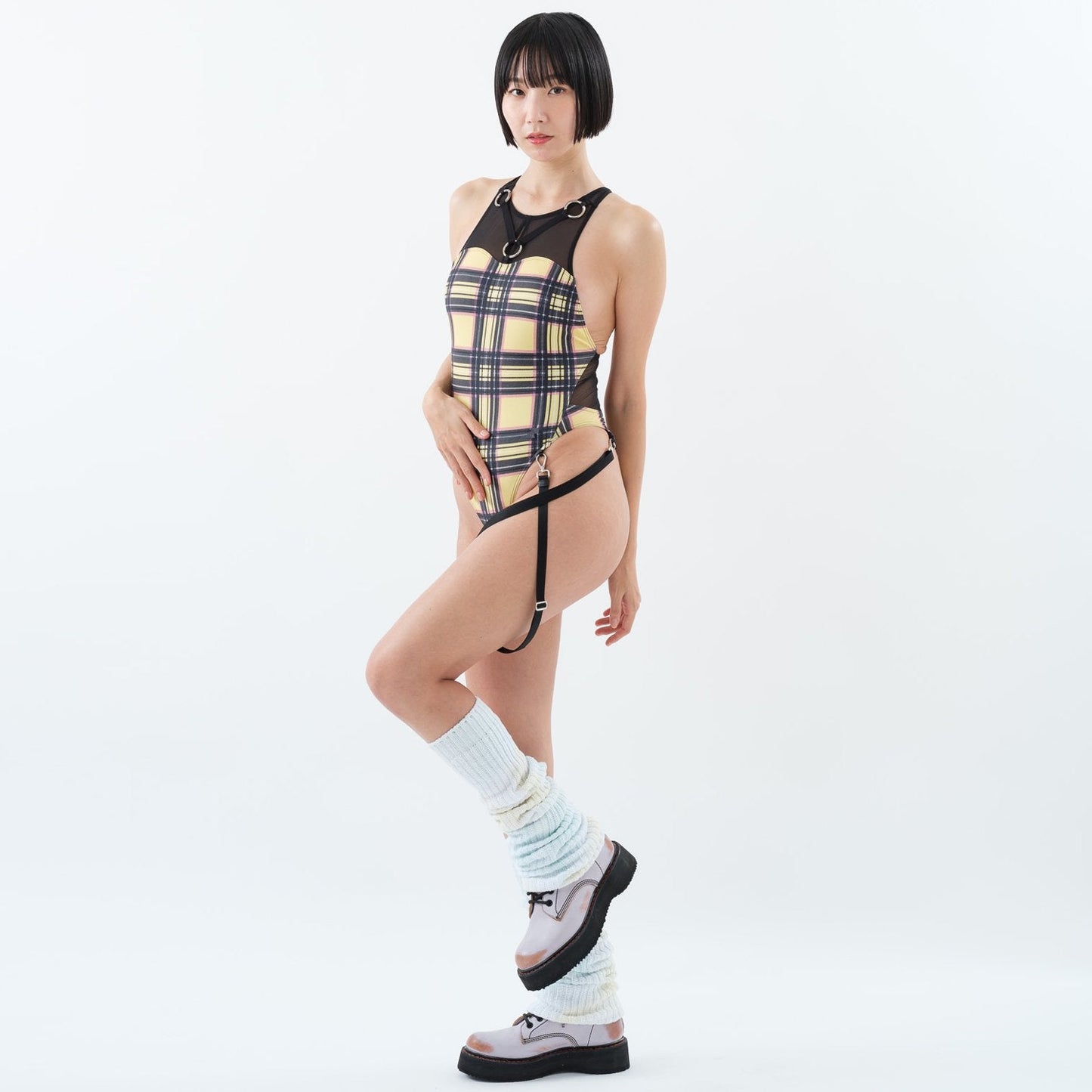 [PRICE DOWN]【POOLSIDER】Yellow Tartan print One-piece Swimsuit (PS-OP-22-001-KW)