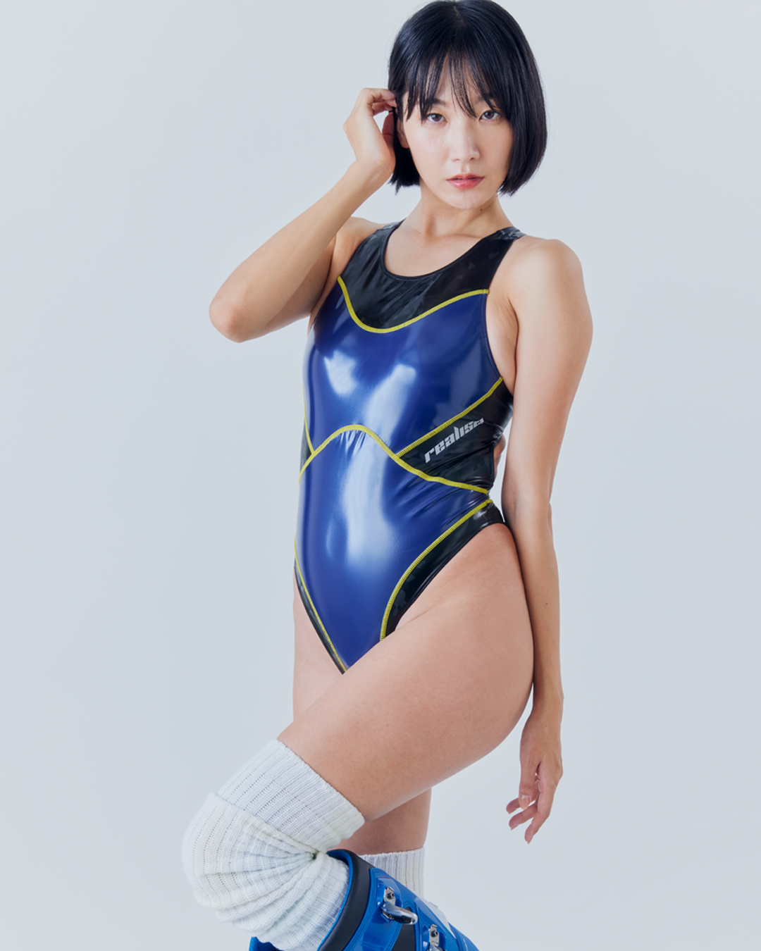 【REALISE】Mixed enamel Swimsuit（mixed materials）(N-900Quoted-GNVY-KW) extra image