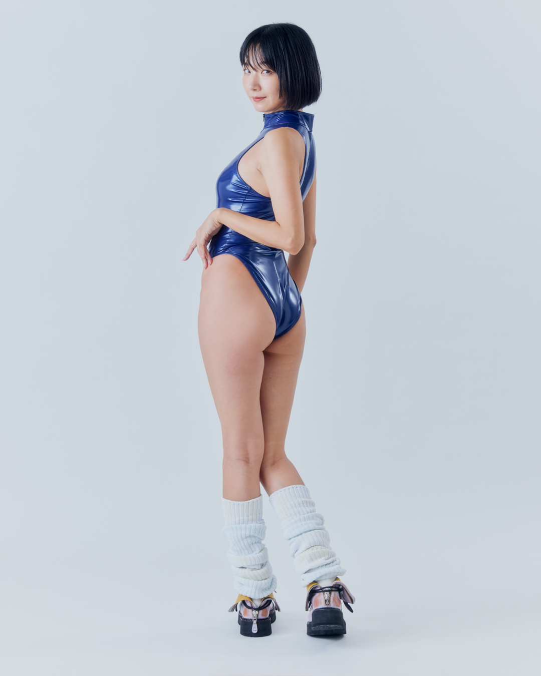 【REALISE】One-piece Zip-front Swimsuit （Glossy Navy Enamel）(N-996-2024-GNV-KW)